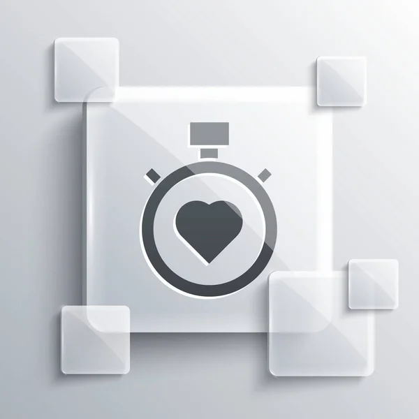 Grey Heart Středu Stopky Ikona Izolované Šedém Pozadí Valentýn Čtvercové — Stockový vektor