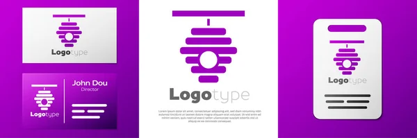 Logotype Hive Bees Icon Isolated White Background Beehive Symbol Apiary — Stock Vector