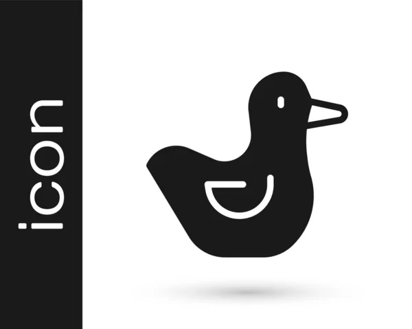 Black Rubber Duck Icon Isolated White Background Vector — Stock Vector