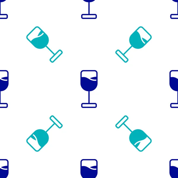 Blue Wine Glas Symbol Isoliert Nahtlose Muster Auf Weißem Hintergrund — Stockvektor