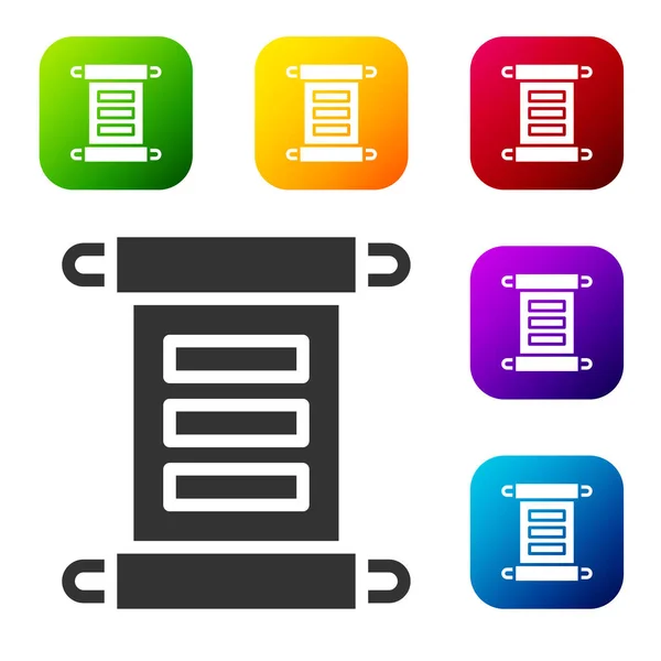 Schwarzes Dekret Papier Pergament Scroll Symbol Auf Weißem Hintergrund Isoliert — Stockvektor
