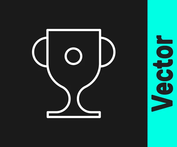 Weiße Linie Award Cup Symbol Isoliert Auf Schwarzem Hintergrund Siegertrophäe — Stockvektor