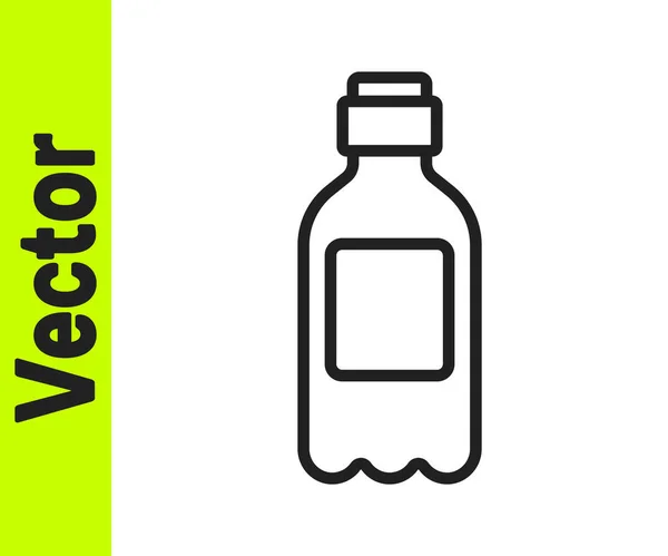 Línea Negra Icono Botella Agua Aislado Sobre Fondo Blanco Signo — Vector de stock