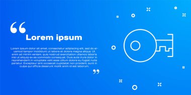 Mavi arkaplanda beyaz çizgi anahtar simgesi izole edildi. Vektör İllüstrasyonu.