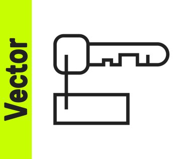 Siyah çizgi İşaretli anahtar simgesi beyaz arkaplanda izole edildi. Vektör İllüstrasyonu.