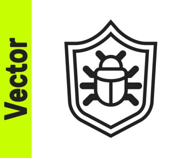 Siyah çizgi sistem hata konsepti simgesi beyaz arkaplanda izole edildi. Kod hatası konsepti. Sistemde hata var. Böcek araması. Vektör.