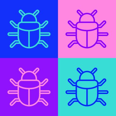 Pop Art Line Sistem Hatası konsepti simgesi renk arkaplanında izole edildi. Kod hatası konsepti. Sistemde hata var. Böcek araması. Vektör.