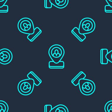 Yeşil Hat İşçi konumu simgesi mavi arkaplanda izole edilmiş pürüzsüz desen. Vektör.