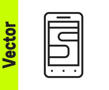 Beyaz arkaplanda izole edilmiş telefon simgesindeki siyah hat Yeni sohbet mesajları bildirimi. Smartphone sohbet mesajları konuşma baloncukları. Vektör.