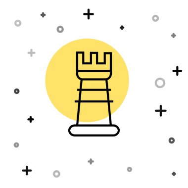 Siyah çizgi iş stratejisi simgesi beyaz arkaplanda izole edildi. Satranç sembolü. Oyun, yönetim, finans. Rastgele dinamik şekiller. Vektör.