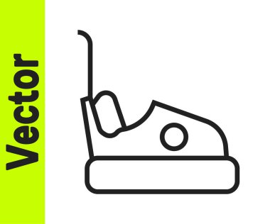 Siyah çizgi çarpışan araba simgesi beyaz arkaplanda izole edildi. Eğlence parkı. Çocuklar için eğlence parkı, eğlence parkı. Vektör.