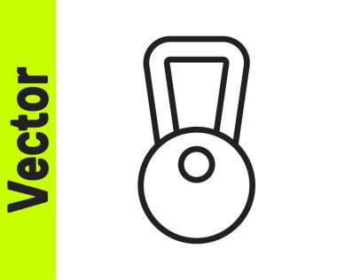 Siyah çizgi Kettlebell simgesi beyaz arkaplanda izole edildi. Spor malzemeleri. Vektör.