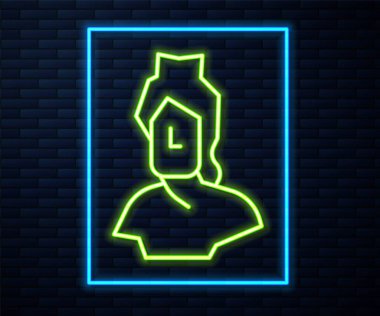 Parlak neon hattı Eskiler 'in büst heykel simgesi tuğla duvar arkasında izole edilmiş. Vektör.