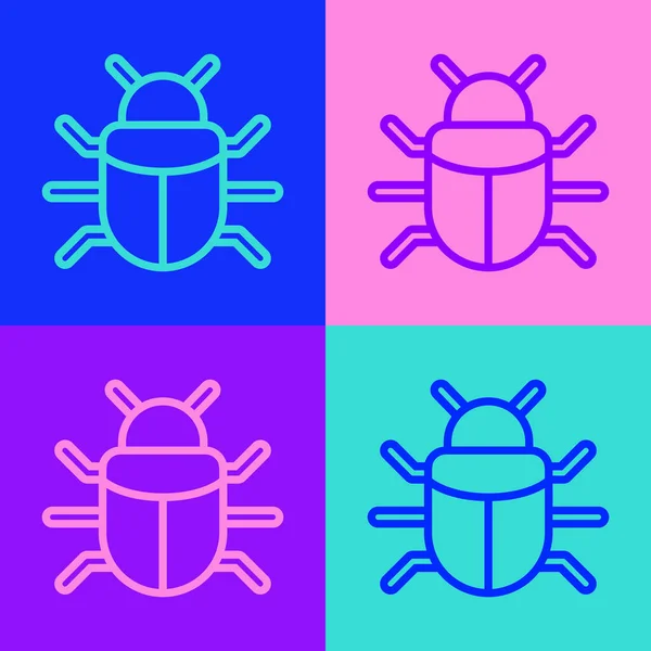 Pop Art Γραμμή Σύστημα Εικονίδιο Έννοια Bug Απομονώνονται Φόντο Χρώμα — Διανυσματικό Αρχείο