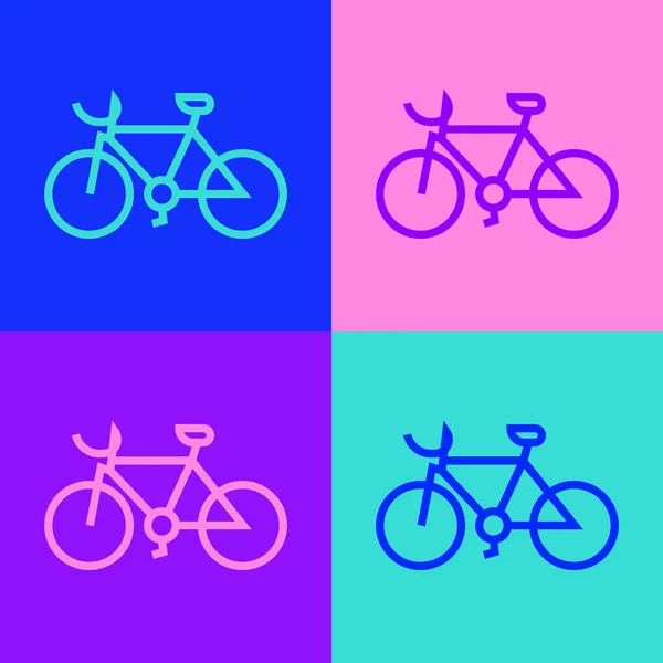 Pop Art Line Bicycle Icon Isolated Color Background Bike Race — Stock Vector