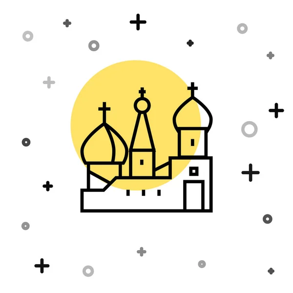 Zwarte Lijn Moskou Symbool Saint Basil Cathedral Rusland Pictogram Geïsoleerd — Stockvector