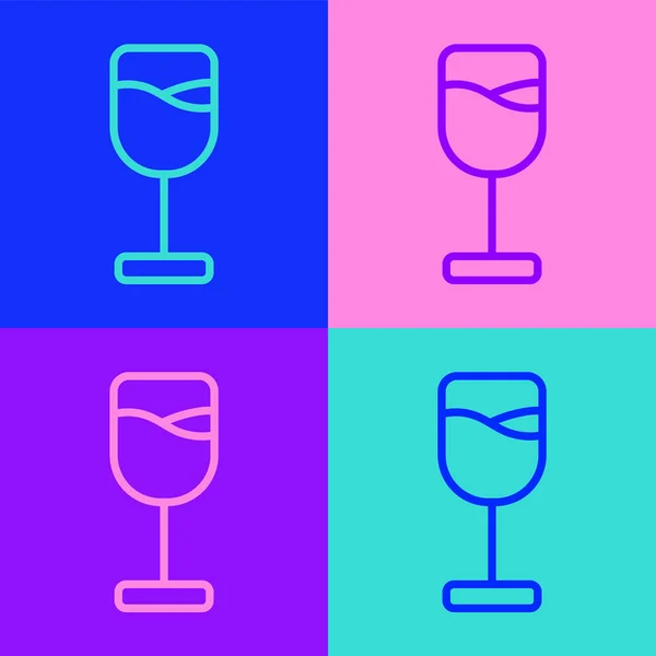 Pop Art Line Wine Glass Icon Isolated Color Background Wineglass — Stock Vector