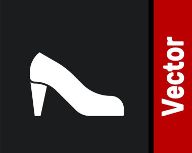 Siyah arka planda izole edilmiş yüksek topuklu ayakkabı. Vektör.