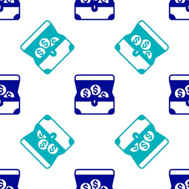 Mavi Hazine 'nin göğüs simgesi beyaz arka planda kusursuz desen izole etti. Vektör.