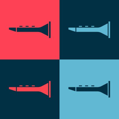 Pop Art Klarnet simgesi renk arkaplanında izole edildi. Müzik aleti. Vektör.