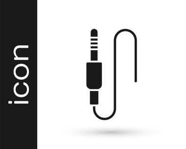 Siyah Ses Jack simgesi beyaz arkaplanda izole edildi. Bağlantı ses ekipmanları için ses kablosu. Fiş kablosu. Müzik aleti. Vektör.