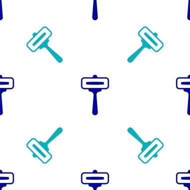 Mavi traş makinesi simgesi, beyaz arka planda izole edilmiş pürüzsüz desen. Vektör.