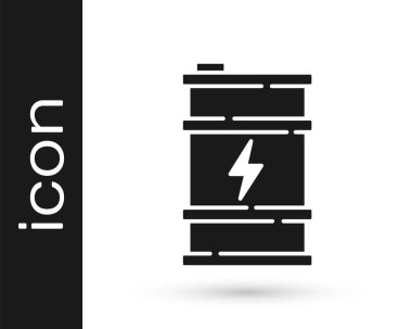 Siyah Biyolojik yakıt varili ikonu beyaz arka planda izole edildi. Çevre biyolojisi ve tüp. Yeşil çevre ve geri dönüşüm. Vektör.