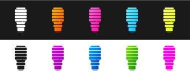 LED ampul simgesini siyah ve beyaz arkaplanda izole et. Ekonomik LED ışıklı ampul. Enerji lambasını sakla. Vektör.