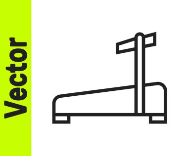 Siyah çizgi koşu bandı makine simgesi beyaz arkaplanda izole edildi. Vektör.