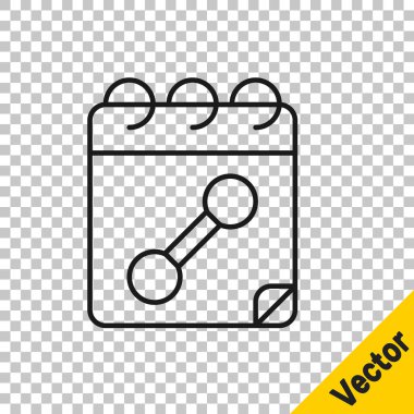 Siyah çizgi takvim uygunluk simgesi şeffaf arkaplanda izole edildi. Eğitim programı. Vektör.