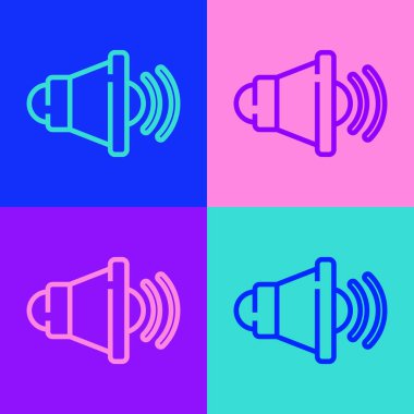 Pop sanat hattı Hoparlör sesi, ses ses sembolü, medya müzik ikonu renk arkaplanında izole. Vektör.