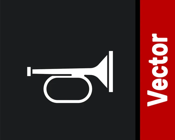 Ícone Trompete Branco Isolado Fundo Preto Trombeta Instrumento Musical Vetor — Vetor de Stock