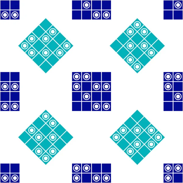 Blue Board Game Checkers Icon Isolated Seamless Pattern White Background — Stock Vector