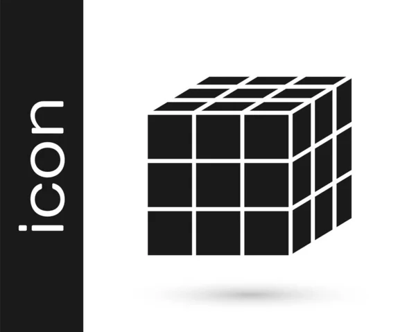 Icône Cube Rubik Noir Isolé Sur Fond Blanc Jeu Puzzle — Image vectorielle