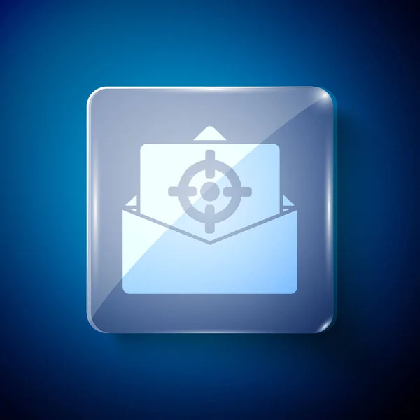 White Mail Mail Icône Isolée Sur Fond Bleu Mail Symbole — Image vectorielle