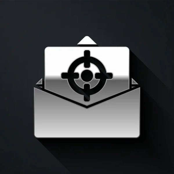 Silver Mail Icono Correo Electrónico Aislados Sobre Fondo Negro Envolvente — Vector de stock