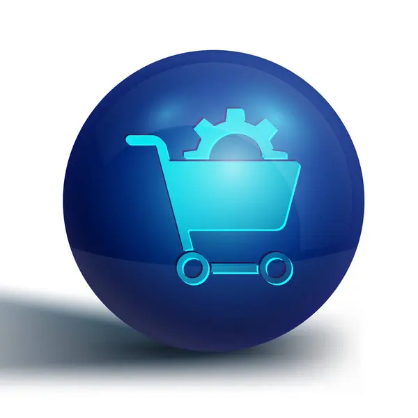 Icono Del Carrito Compras Azul Aislado Sobre Fondo Blanco Concepto — Archivo Imágenes Vectoriales