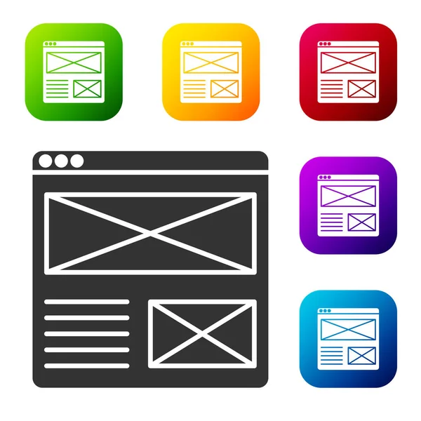 Schwarzes Browserfenster Symbol Isoliert Auf Weißem Hintergrund Setzen Sie Symbole — Stockvektor