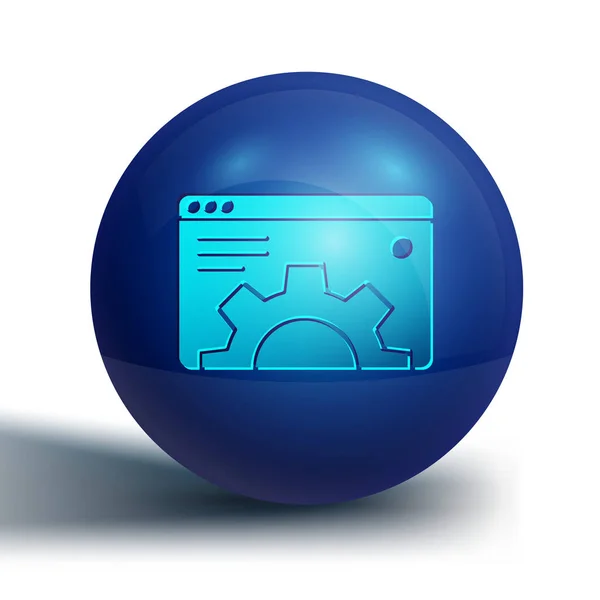 蓝色浏览器设置图标隔离在白色背景上 蓝色圆环按钮 — 图库矢量图片