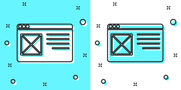 Schwarze Linie Browser Fenster Symbol Isoliert Auf Grünem Und Weißem — Stockvektor