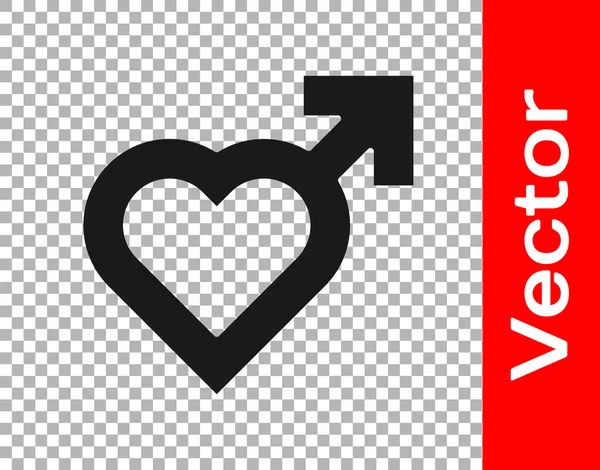 Corazón Negro Con Icono Símbolo Género Masculino Aislado Sobre Fondo — Vector de stock