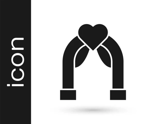 Icône Arche Mariage Noir Isolé Sur Fond Blanc Décoration Mariage — Image vectorielle