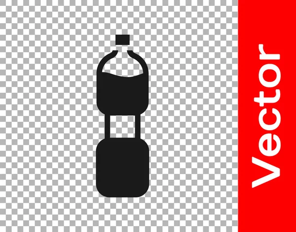 Botella Negra Icono Agua Aislada Sobre Fondo Transparente Signo Bebida — Vector de stock