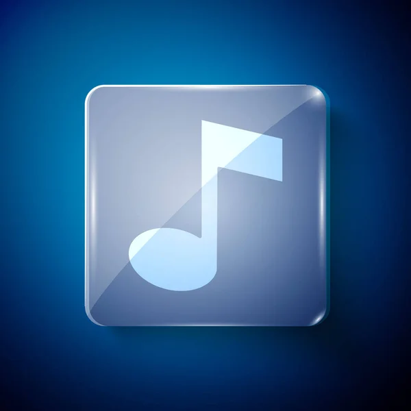 Weiße Musiknote Tonsymbole Isoliert Auf Blauem Hintergrund Quadratische Glasscheiben Vektor — Stockvektor