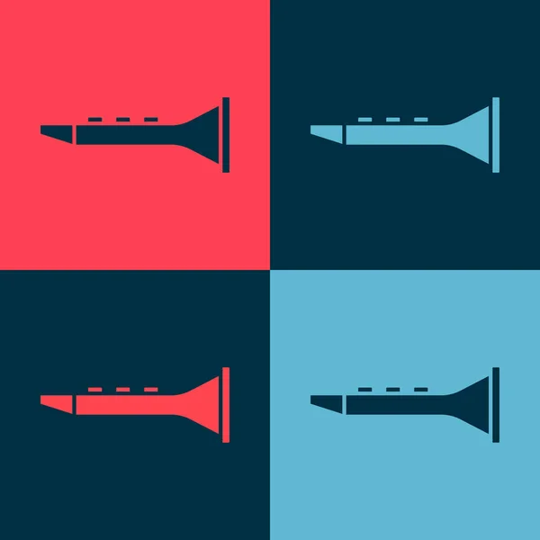 Pop Konst Clarinet Ikon Isolerad Färg Bakgrund Musikinstrument Vektor — Stock vektor