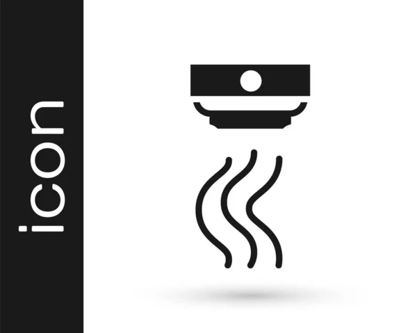 Icono Del Sistema Alarma Black Smoke Aislado Sobre Fondo Blanco — Vector de stock