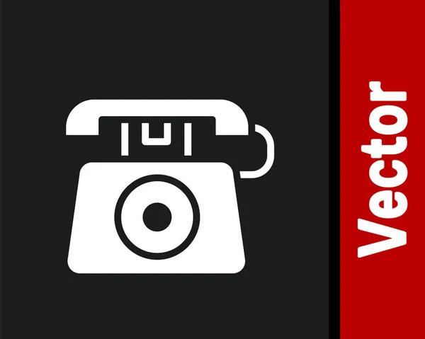 Weißes Telefon Mit Notruf Symbol 911 Isoliert Auf Schwarzem Hintergrund — Stockvektor