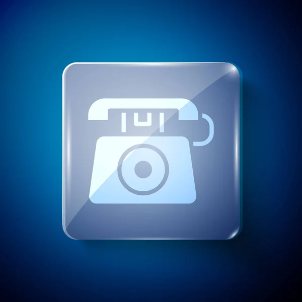 Witte Telefoon Met Noodoproep 911 Pictogram Geïsoleerd Blauwe Achtergrond Politie — Stockvector