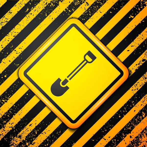 Black Fire Schaufel Symbol Isoliert Auf Gelbem Hintergrund Brandschutzausrüstung Ausrüstung — Stockvektor