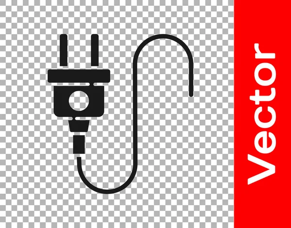 Icono Enchufe Eléctrico Negro Aislado Sobre Fondo Transparente Concepto Conexión — Vector de stock